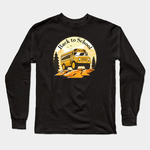 Back to school with bus yellow Long Sleeve T-Shirt by creative.z